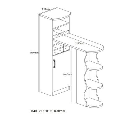 Andrei L 120.6 x W 43 x H 140 cm Wine Cabinet - 2 Years Warranty